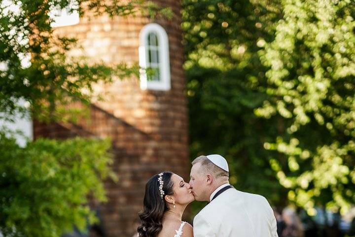 Wedding couple kissing