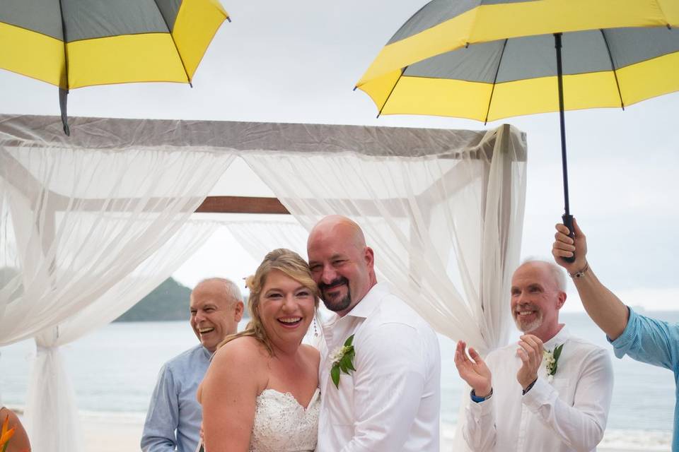 Exchanging vows on the beach