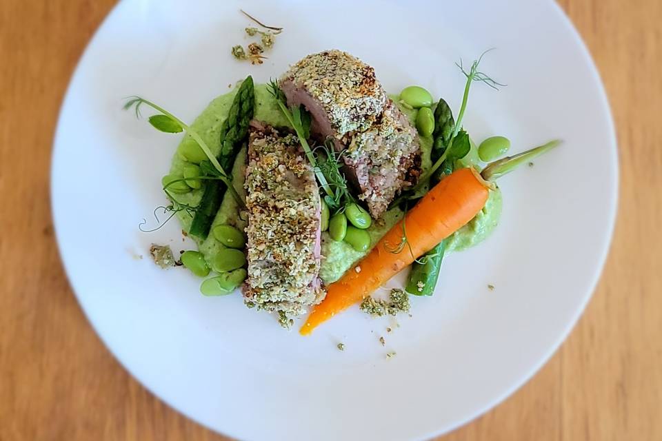 Veal with pea pure