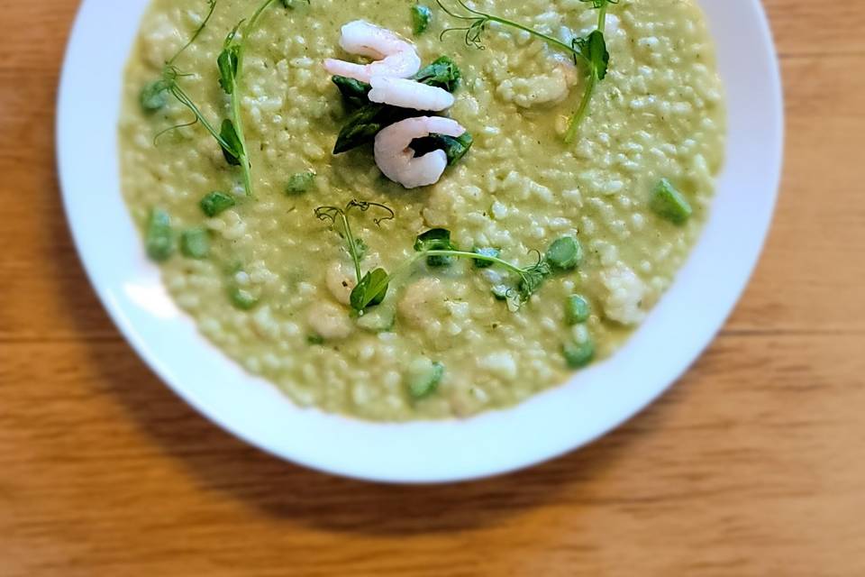 Asparagus shrimp risotto