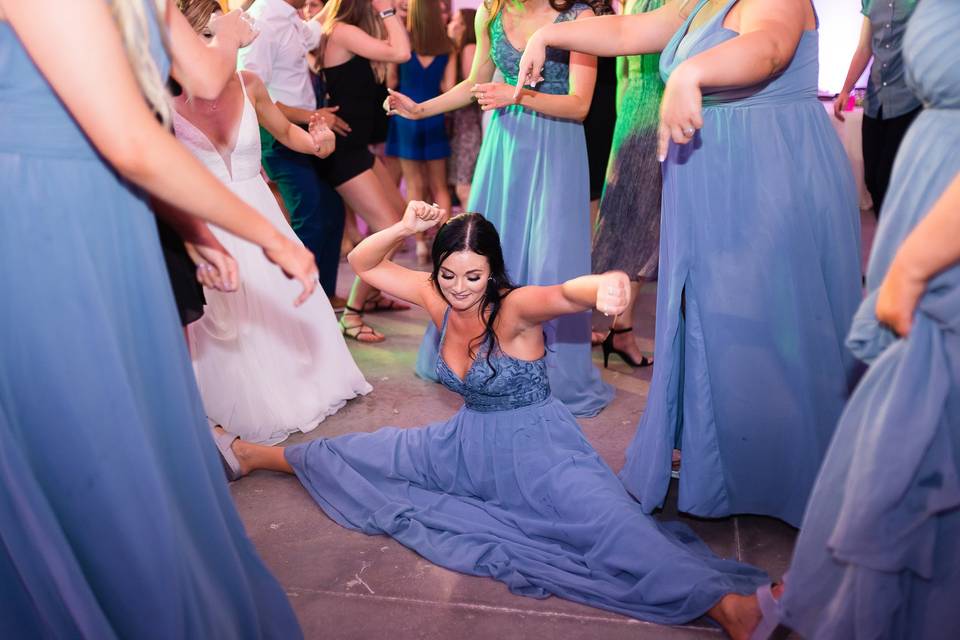 On the floor dancing
