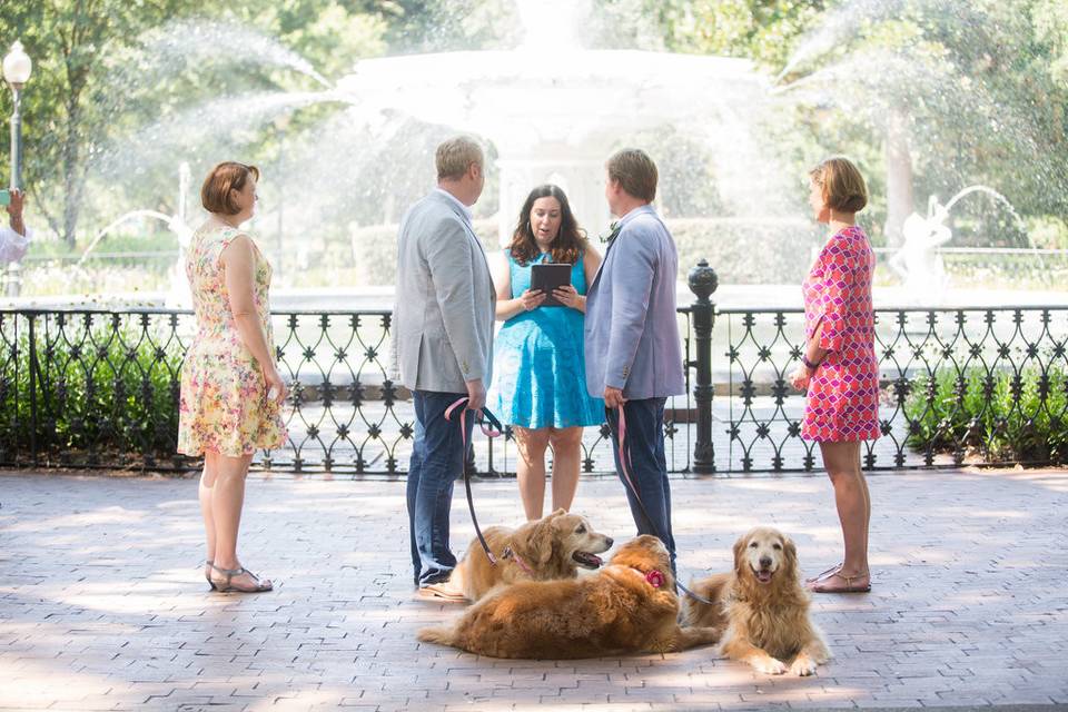 Cliff & Russell, June 2015, Forsyth Park. Photo by It's Megan Jones.