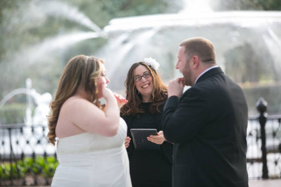 Vanessa & August, January 2015, Forsyth Park. Photo by It's Megan Jones.