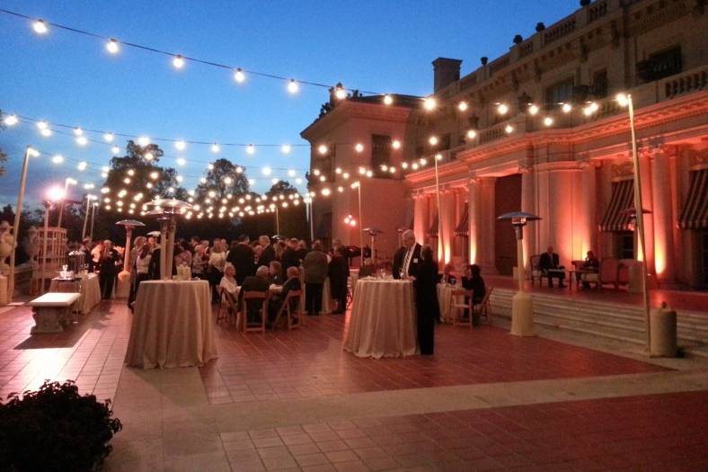 Outdoor wedding bistro lights