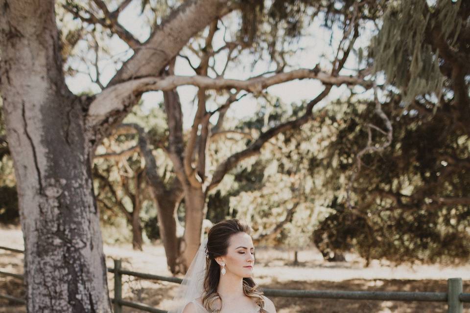 The bride holding her bouquet