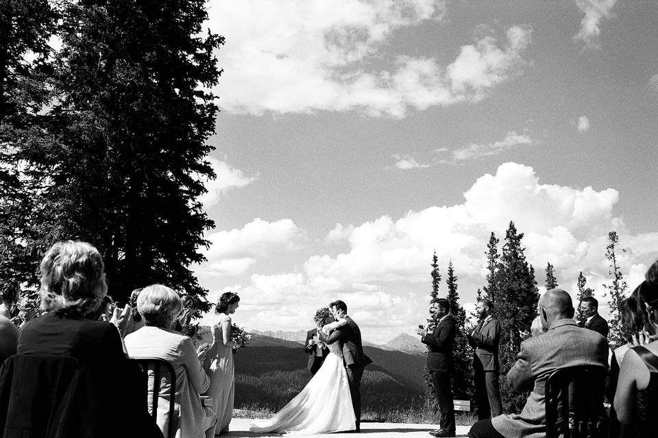 Bride and Groom First Kiss