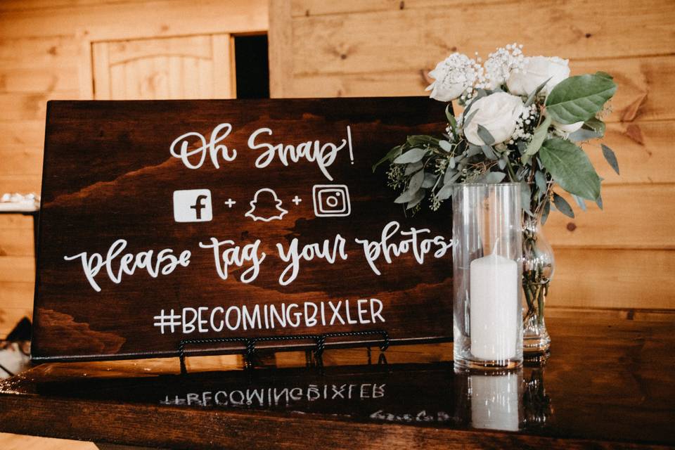 Wedding social media sign