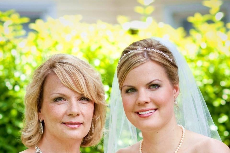 Beautiful bride and her mom