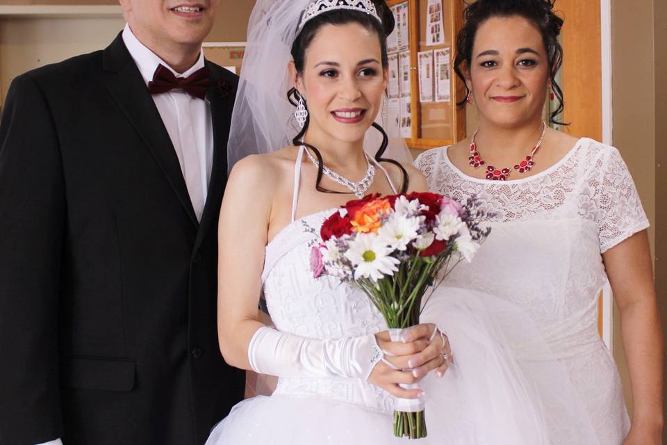 Bride and her parents