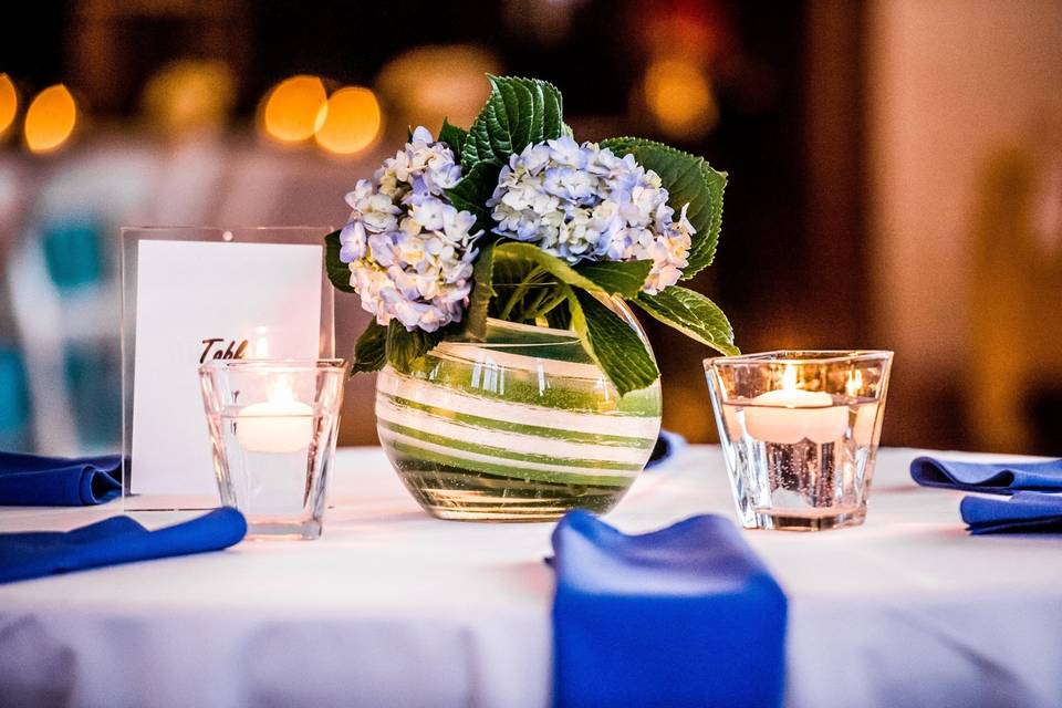 Table setup with centerpiece