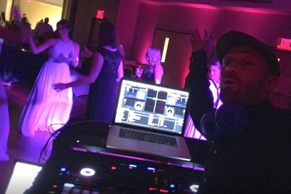 DJ booth during a wedding