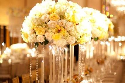 Brightly lit table centerpieces