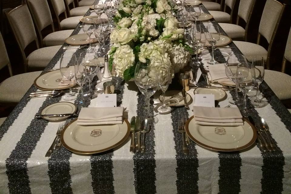 Long Table under chandeliers