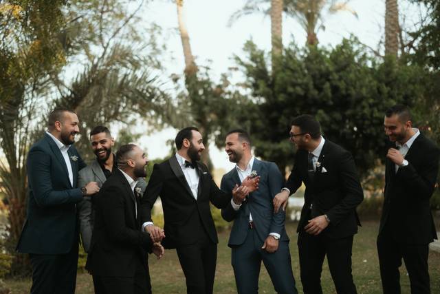 Groom and friends