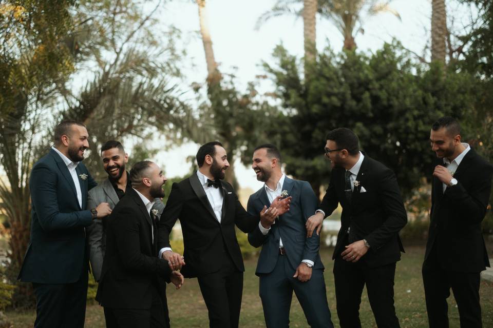 Groom and friends
