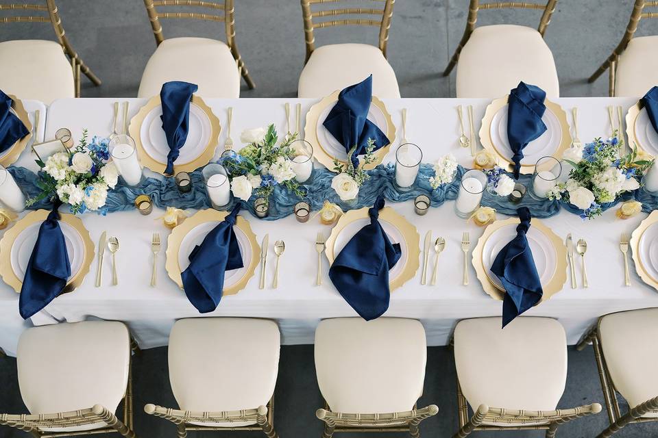 Blue Flowers on Wedding Cake