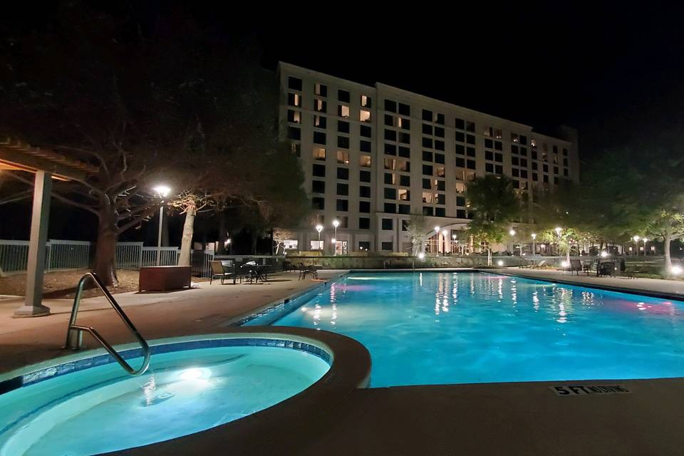 The pool and Hotel by the barn