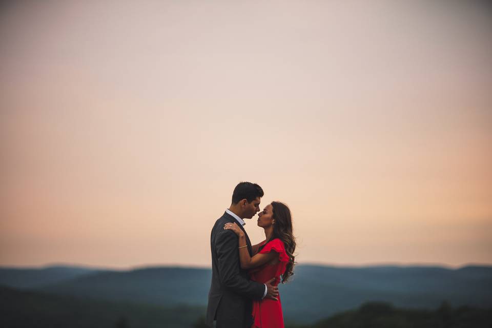 Scenic views and newlywed couples