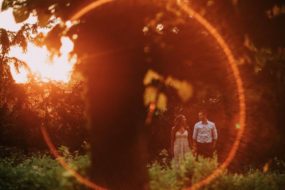 Couple in a ring of sun