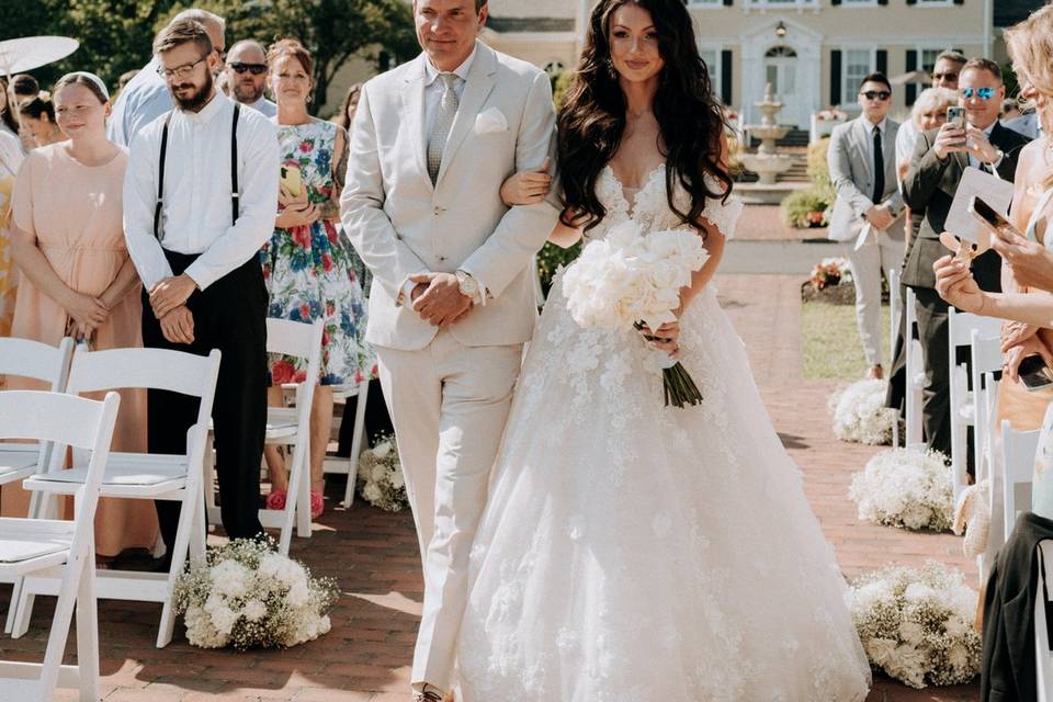 Bride walking down aisle