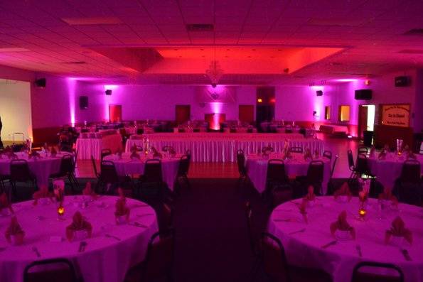 Wall Color Wash with Ceiling Off-Color Effect.  Location Knights of Columbus Hall, Lexington, MI