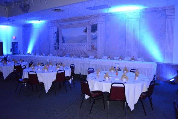 Blue Color Wash Over Head Table.  Location Knights of Columbus, Lexington, MI