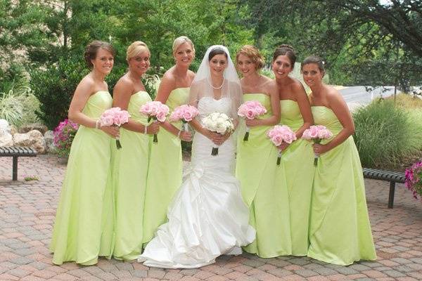 lime green and hot pink bridesmaid dresses