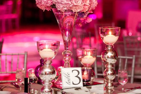 Table setup with centerpiece