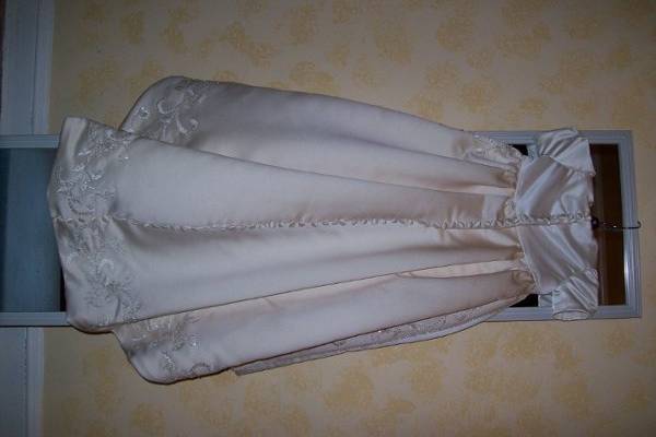 Custom christening outfit for baby girl made from Mom's wedding gown.