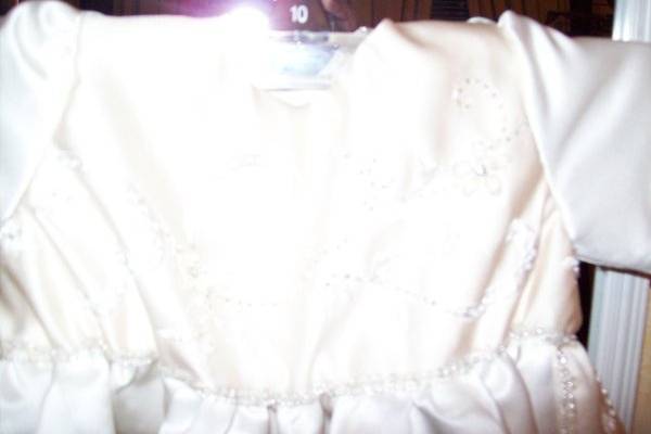 Custom christening outfit for baby girl made from Mom's wedding gown.
