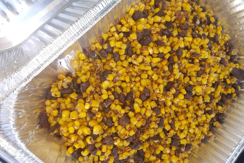 Vegetarian option black beans with roasted corn