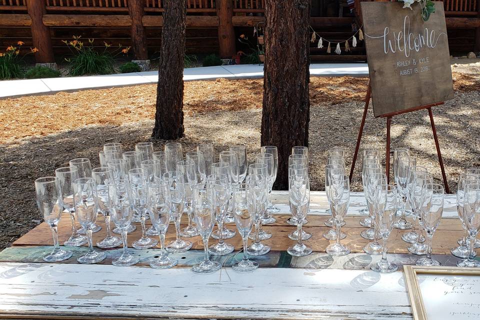 Champagne glasses for welcoming the guests