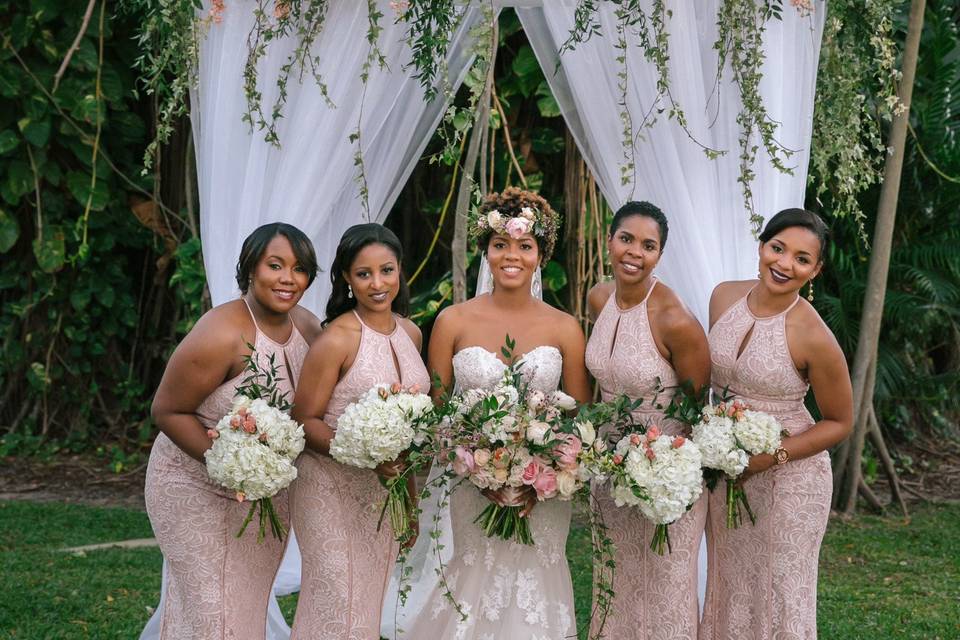 Bride with bridesmaids