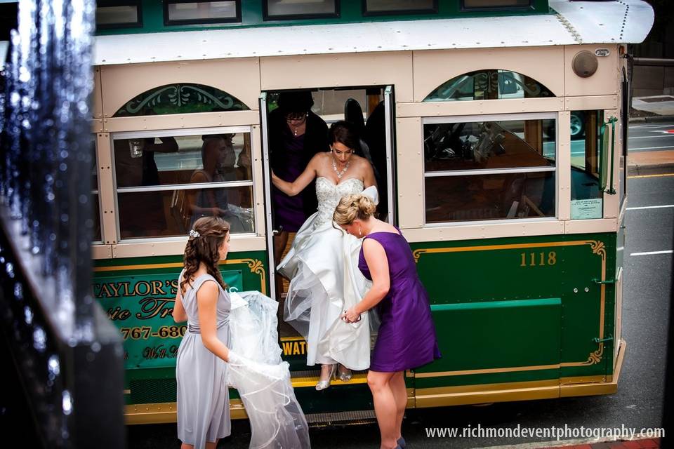 Girls helping the bride