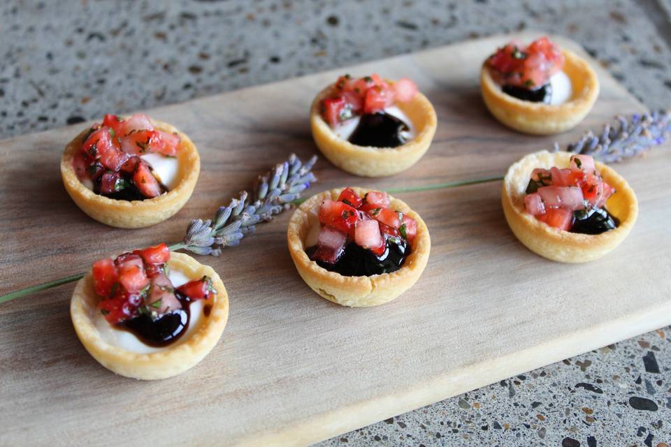 Balsamic goat cheese tartlet