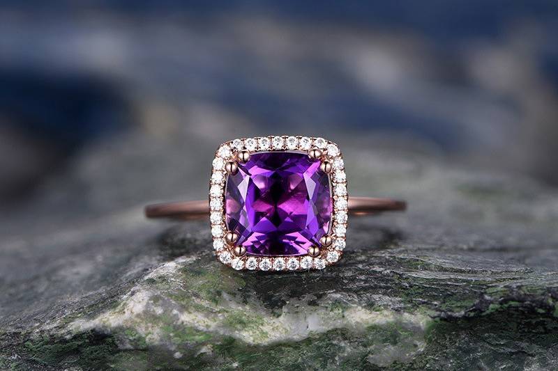 Cushion amethyst ring