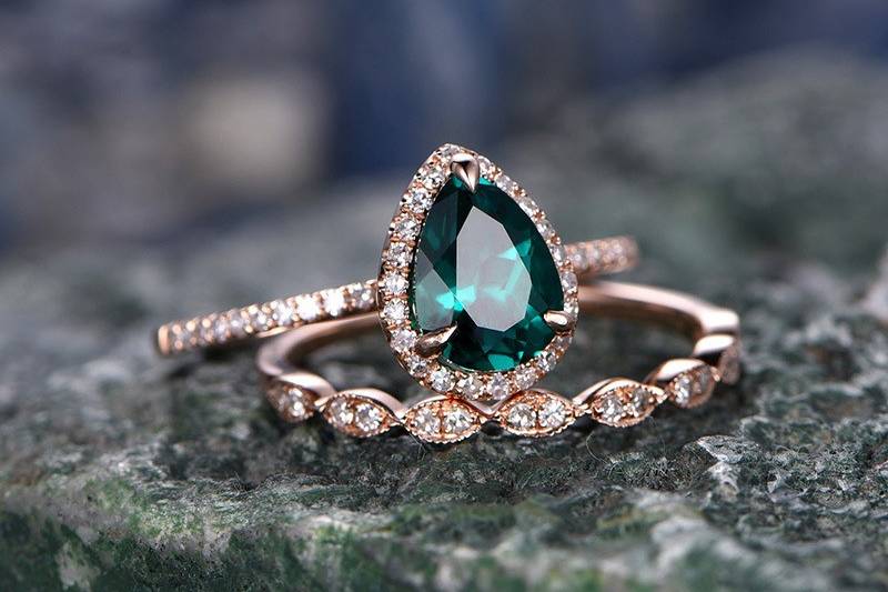 Lab emerald Wedding Set