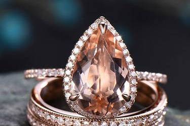 Pear Morganite Bridal sET