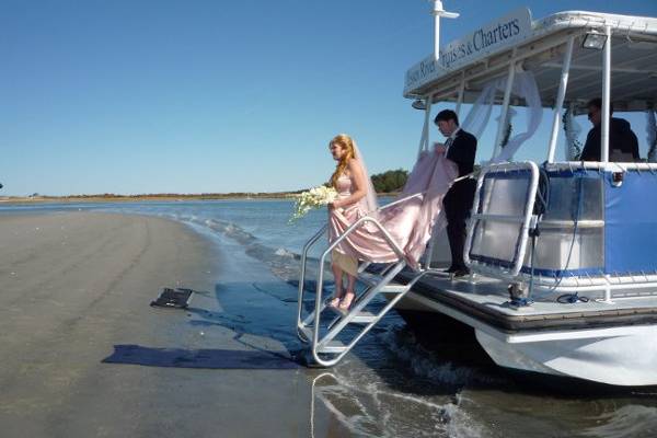 wedding on seculed sandbar beach