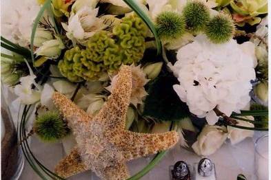 Beach Wedding Table Arrangement - Floral By RJ Designs
