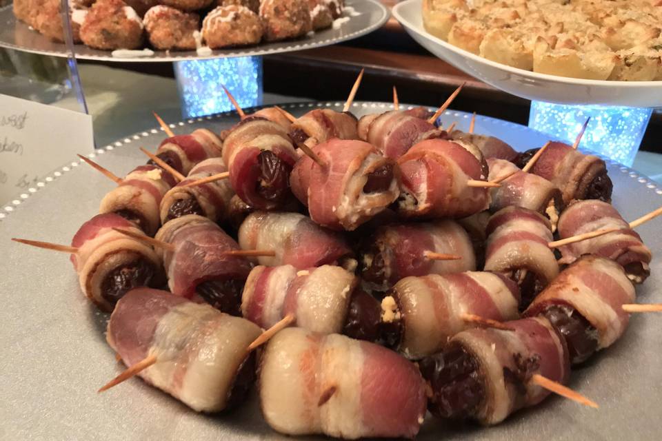Bacon-wrapped and stuffed dates