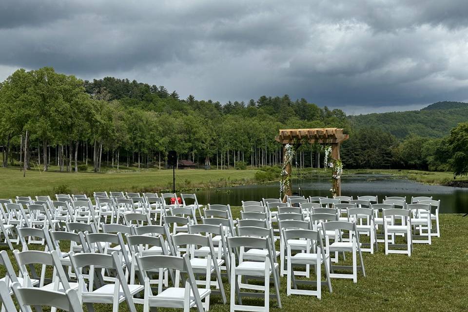 Wedding set up at the lake