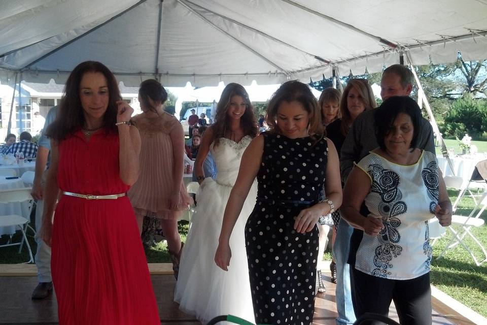 Bride with her bridesmaids