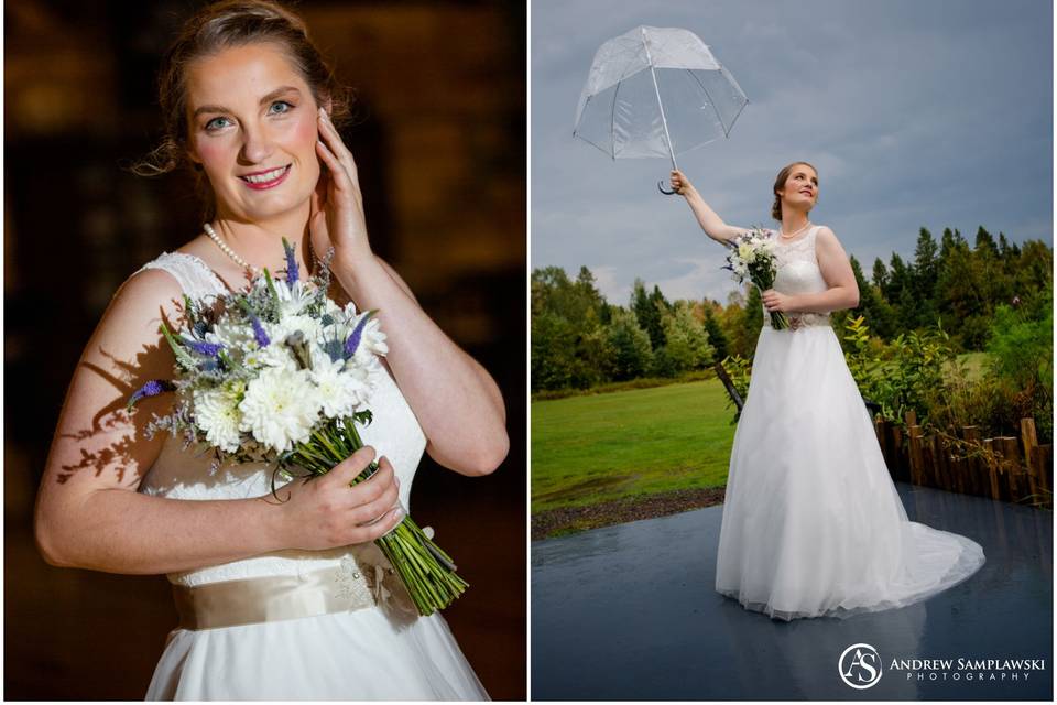 Gorgeous bride on a rainy day with the storm passing as love filled the air.