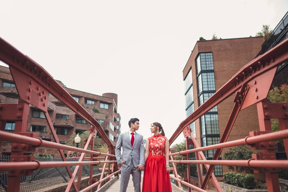 Couple on bridge