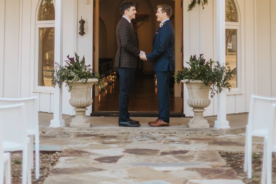 Couple Outside Chapel Vow