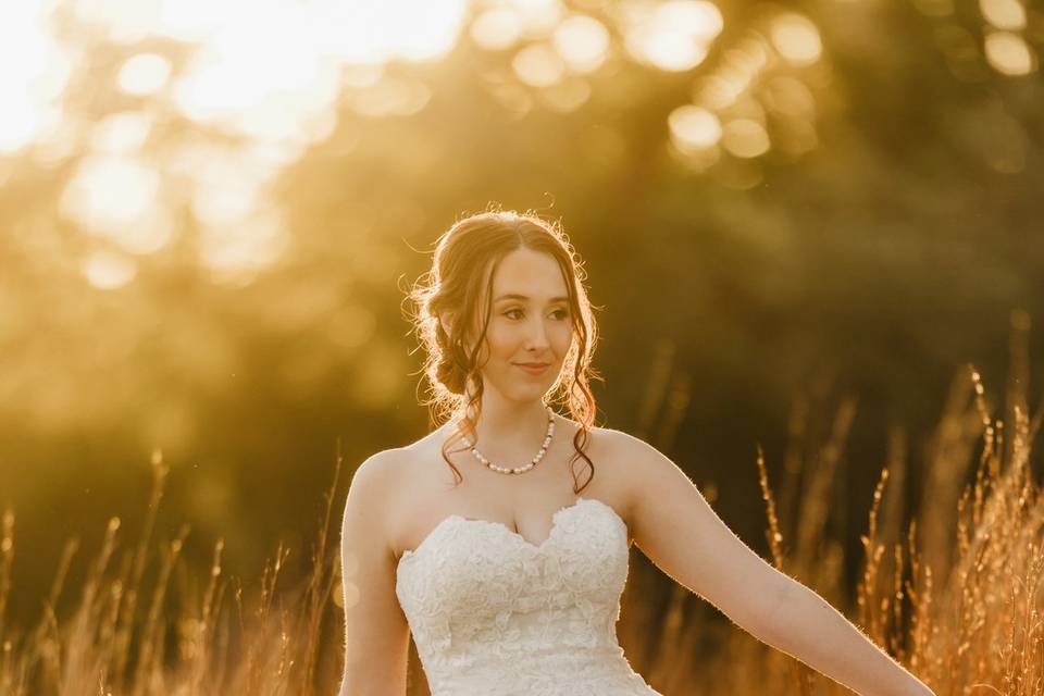 Bride Golden Hour Fields