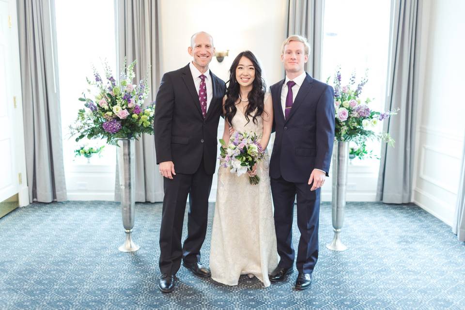 The officiant and the couple