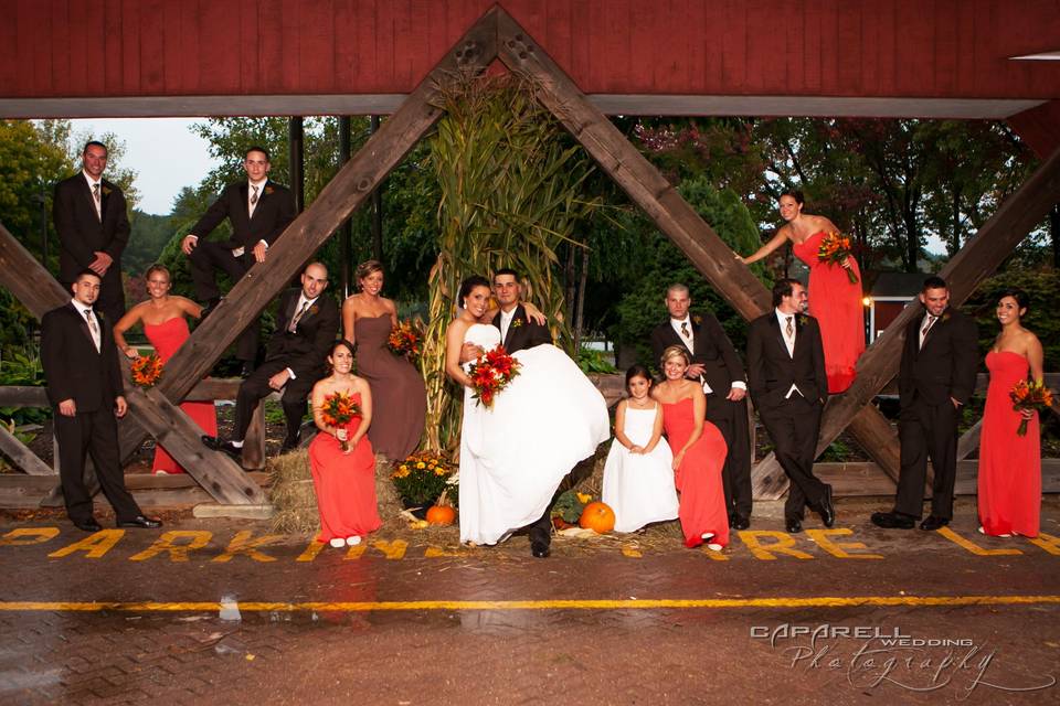 Couple and wedding attendant