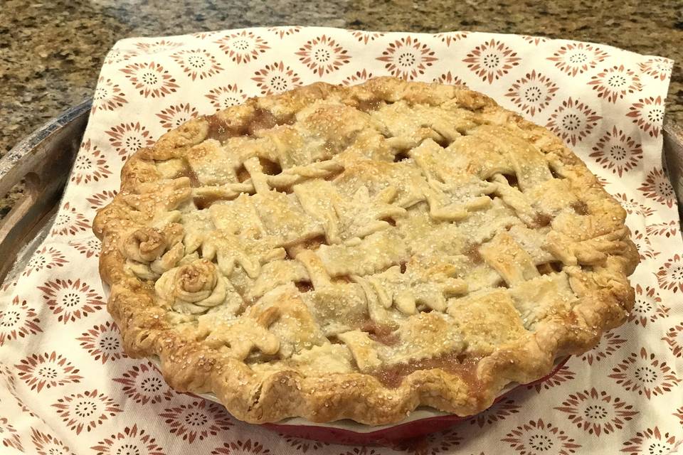 Wedding pie!  samples of one brides choice of pies for her wedding.  Apple, peach, pecan, and blueberry.